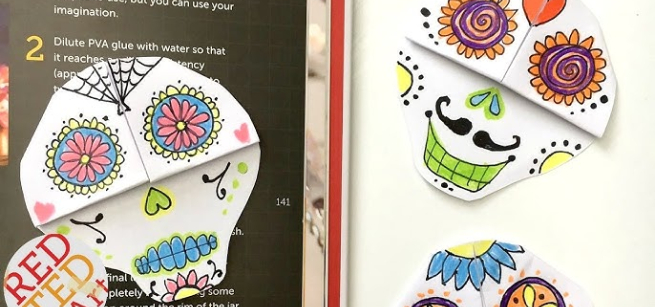 book with skull bookmark