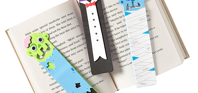 Zombie, vampire and mummy themed bookmarks.