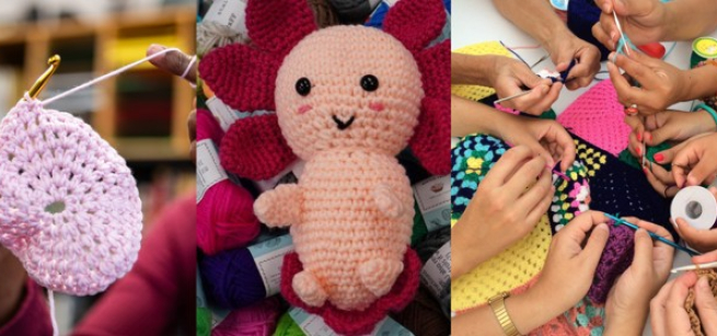 crochet examples, hands doing crochet