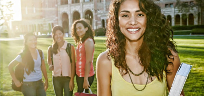 students on college campus