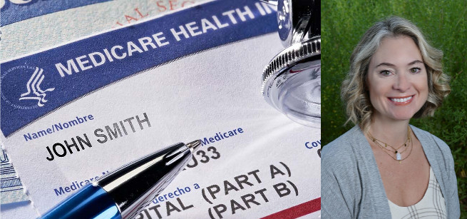 Image of a Medicare card next to an image of the presenter