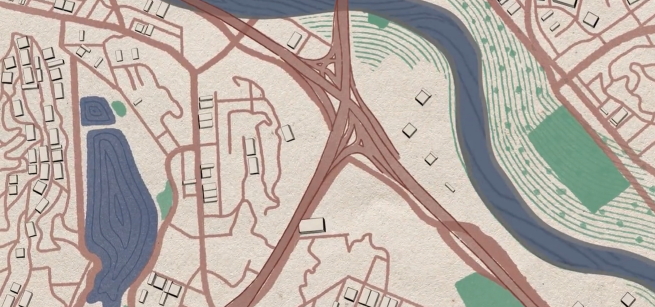 line drawing of map of an LA neighborhood