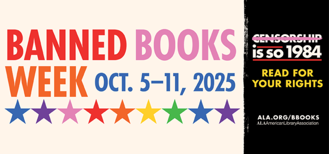 Censorship is so 1984 Read for Your Rights with multi-colored stars