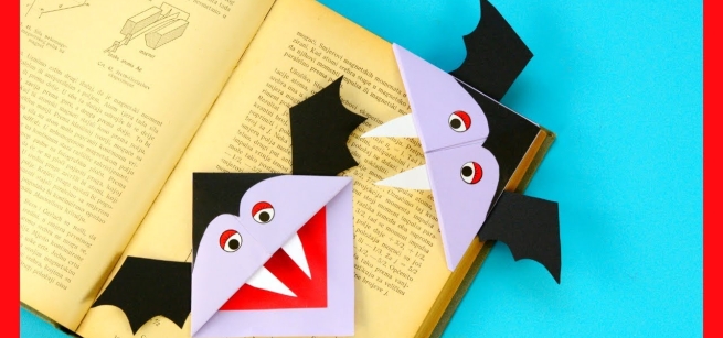 DIY purple and black vampire bookmark