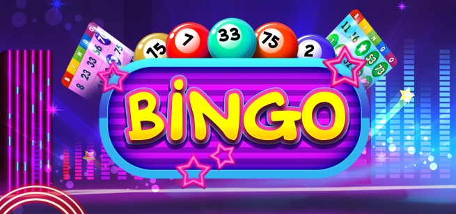 Word BINGO on purple background