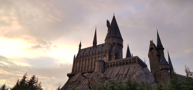 A castle against a cloudy sky.