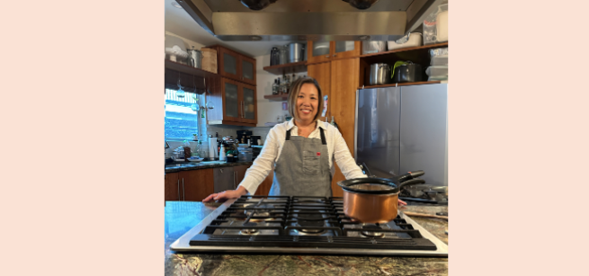 person standing in kitchen