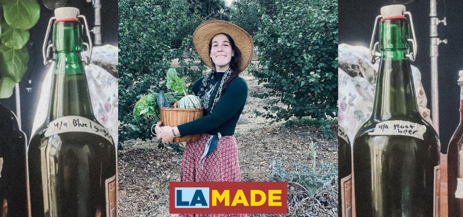 Brie holding a container of vegetables