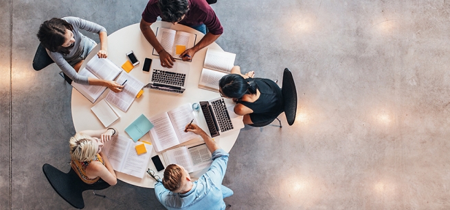 A group for learners around a table