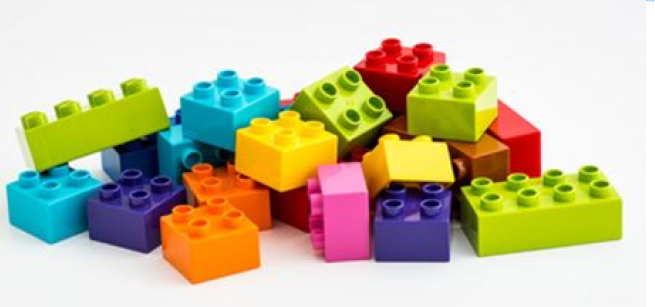 Pile of colorful block bricks.