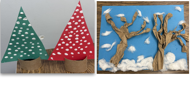 Two winter tree crafts 