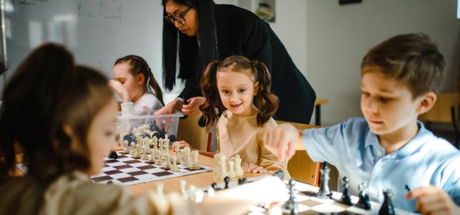children playing chess