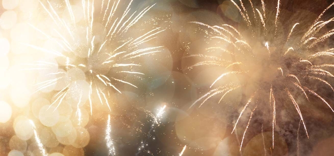 Fireworks exploding in the air.