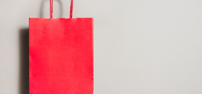 red holiday gift bag