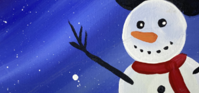 Picture of a snowman wearing a black hat