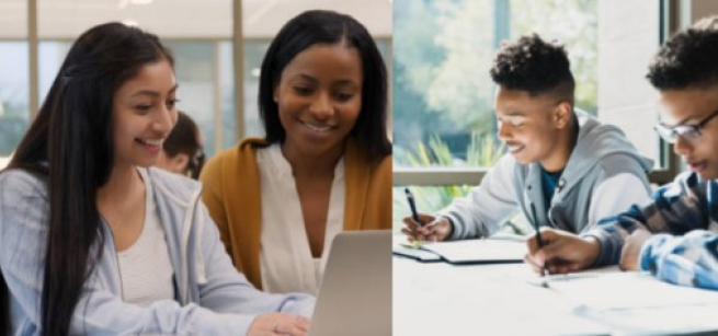 Students working together in two pairs