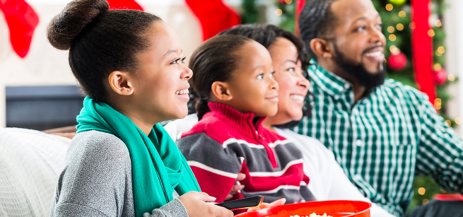 family enjoying a festive event