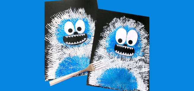 fork painting of abominable snow creature 