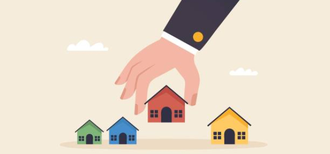 Graphic of a hand picking up a tiny home