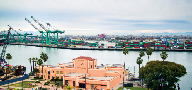 The LA Maritime Museum in front of the Port of Los Angeles