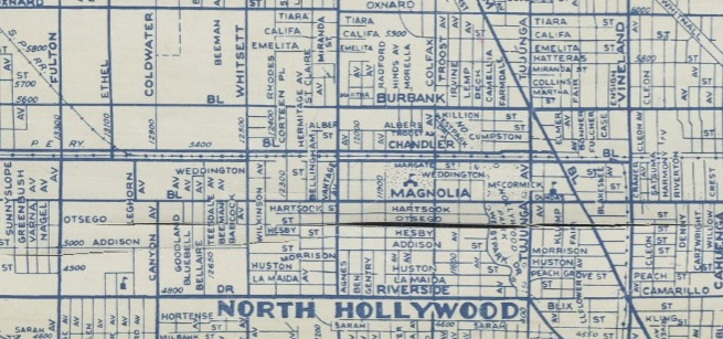 Map of North Hollywood from Renie's 1946 Metropolitan map of Los Angeles