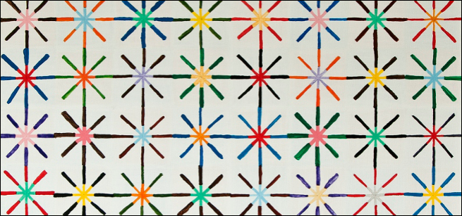 patterns in bright colors to create an optical illusion