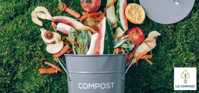 Compost bin with food scraps