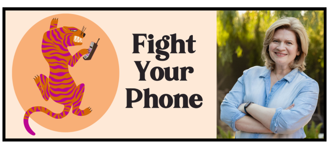photo of lecturer next to graphic that says fight your phone