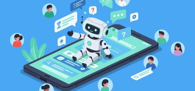 Chat bot interacting with smartphone users.