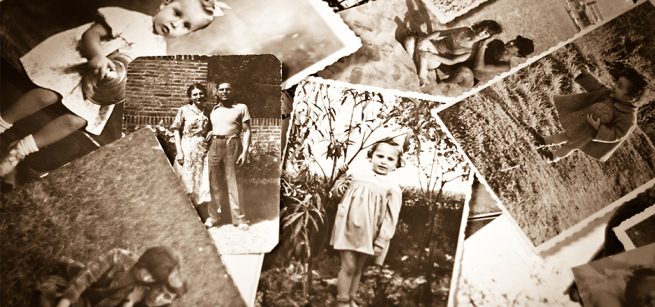 a pile of old black and white photographs