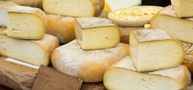 Picture of various cheeses.