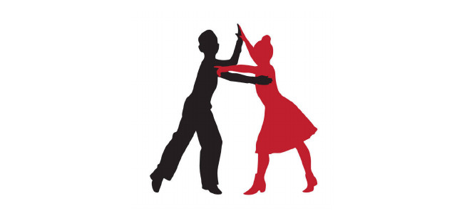 silhouettes of a man and woman dancing