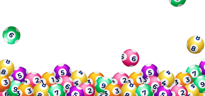 colorful bingo balls falling and collecting at the bottom