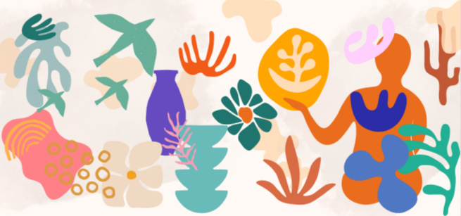 Collage of papers of different color