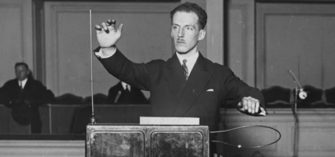 Leon Theramin playing instrument