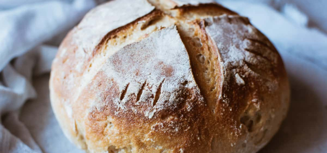a round baked sourdough bread