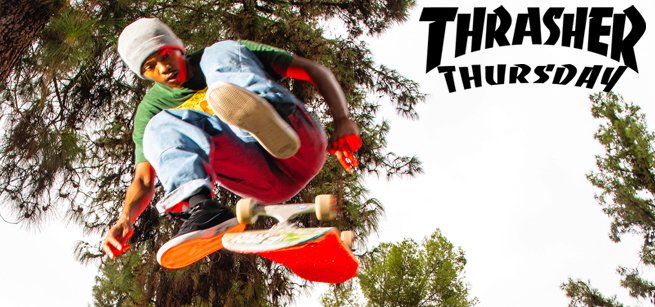 skateboarder with text "Thrasher Thursday'