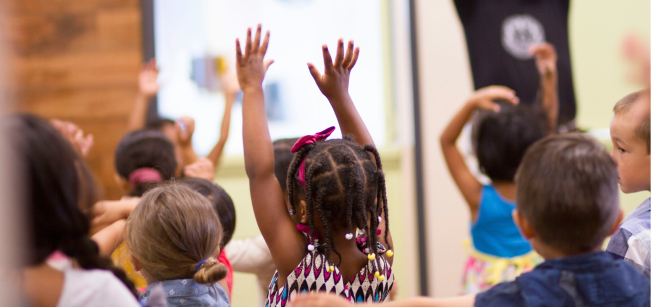 kids playing in the classroom