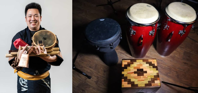 taiko drummer, Isaku Kageyama, and his drums