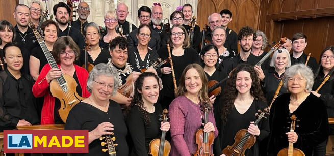 Members of Los Angeles Baroque holding their instruments