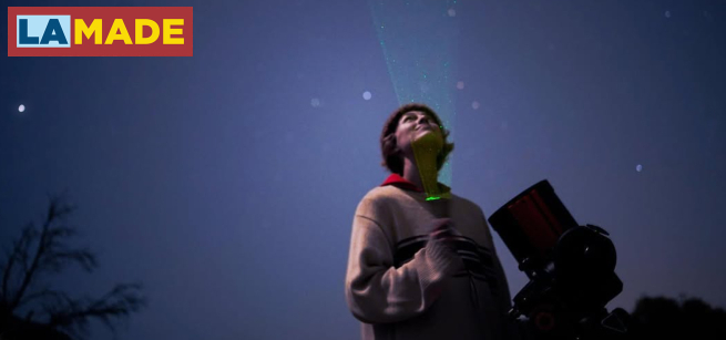 casey looking up at the night sky