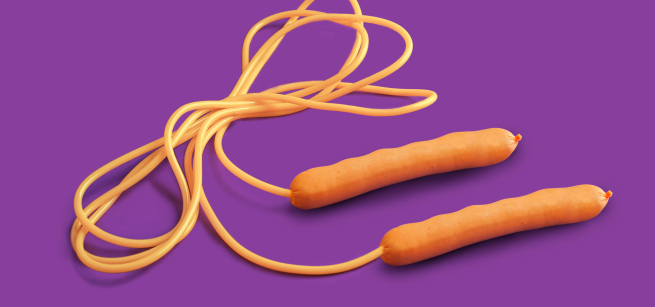 orange jump rope on purple backround