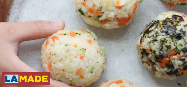 close up of korean rice balls
