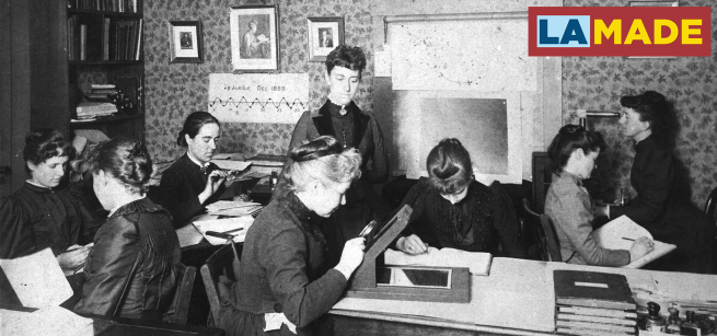 women in a room computing from the 1800s