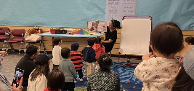 Children listening to a story.
