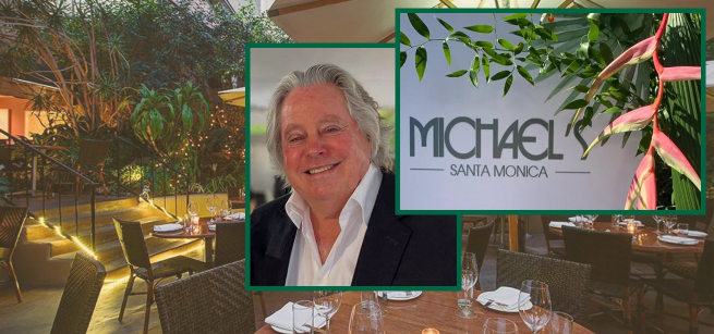 Michael McCarty and his restaurant in the background