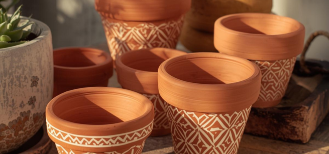Painted Terra Coat Pots