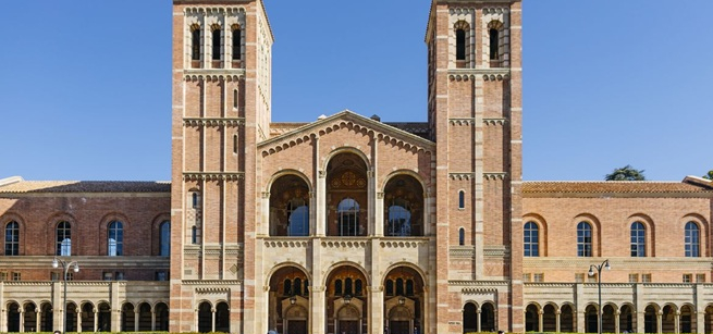 UCLA quad area, Powell Library