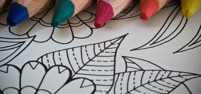 Coloring sheet with colored pencils.
