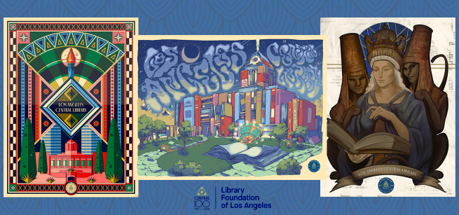 3 colorful posters of Central Library